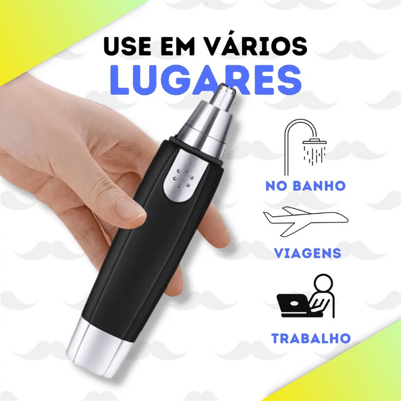 Aparador de pelos de nariz e orelha, elétrico e portátil