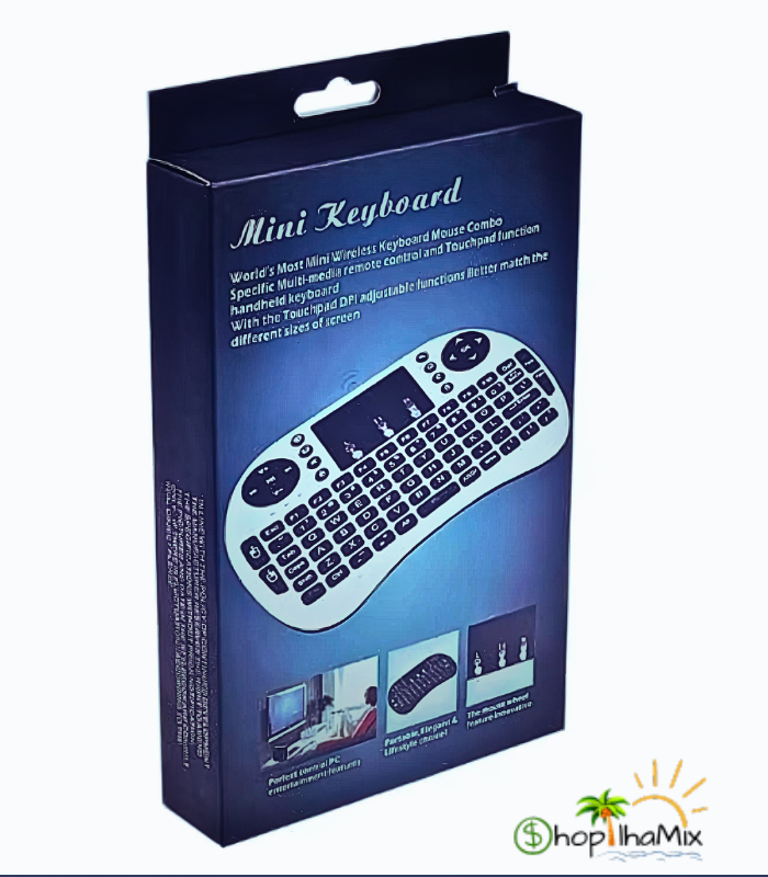 Miniteclado sem fio USB com touchpad integrado 3 em 1