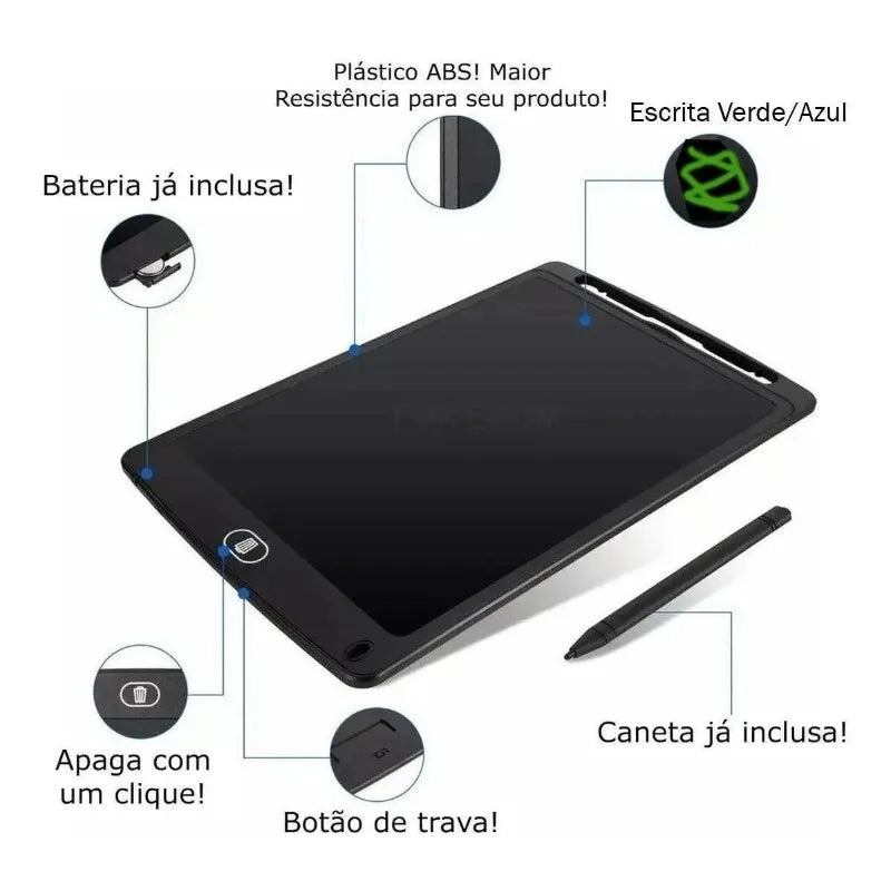 Tablet mágico infantil para desenho e escrita infantil com tela LCD de 8,5 polegadas