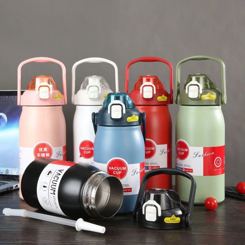 Garrafa térmica de aço inoxidável com alça - 1000ml