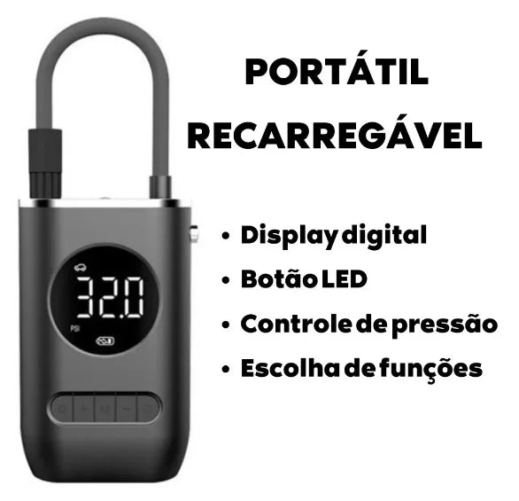 Calibrador digital portátil 2 em 1 recarregável - Bomba de ar e lanterna