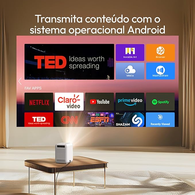 Projetor 4K 1080P Android WI-FI Smart Mini Home Theater