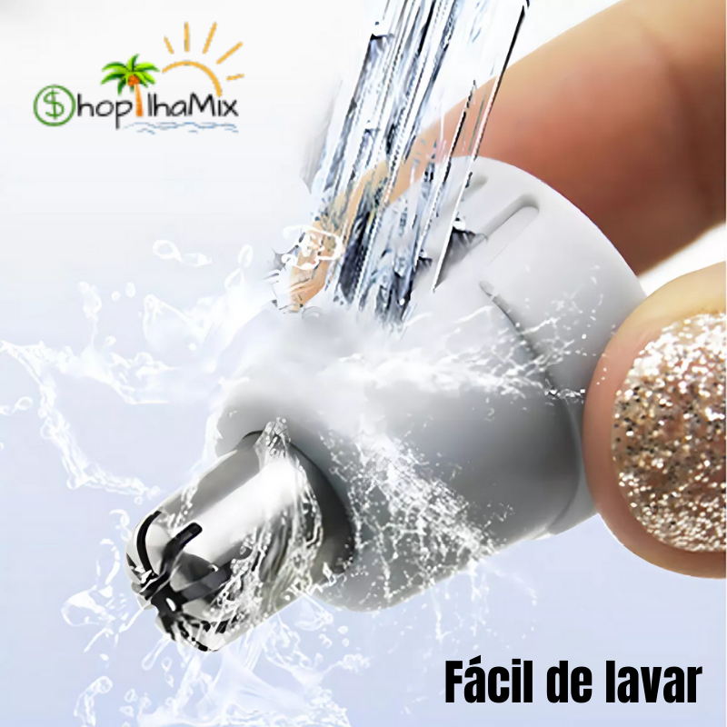 Aparador de pelos de nariz e orelha, elétrico e portátil