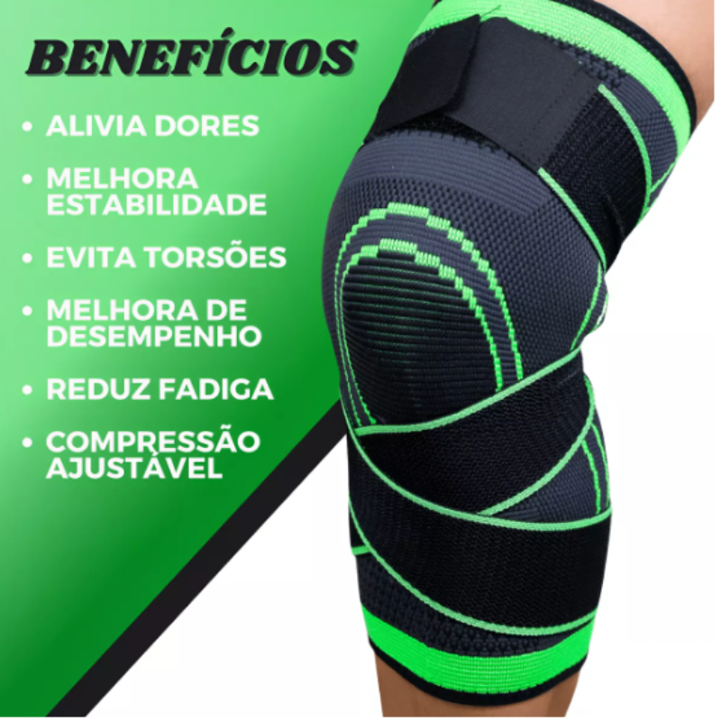 Joelheira de compressão ortopédica com faixa elástica ajustável