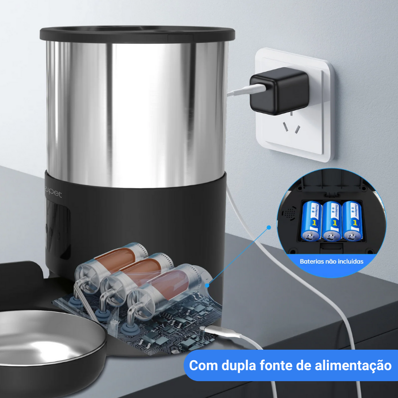 Alimentador automático de 5L para animais de estimação, com microfone e temporizador