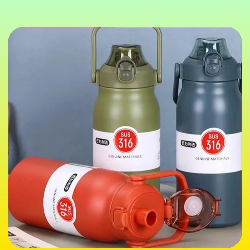 Garrafa térmica de aço inoxidável com alça - 1000ml