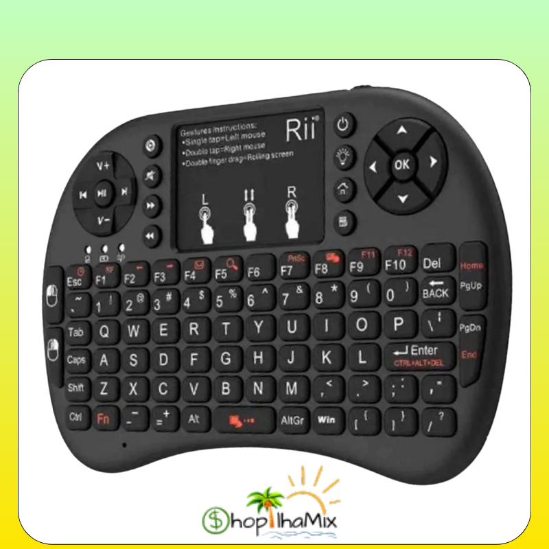 Miniteclado sem fio USB com touchpad integrado 3 em 1