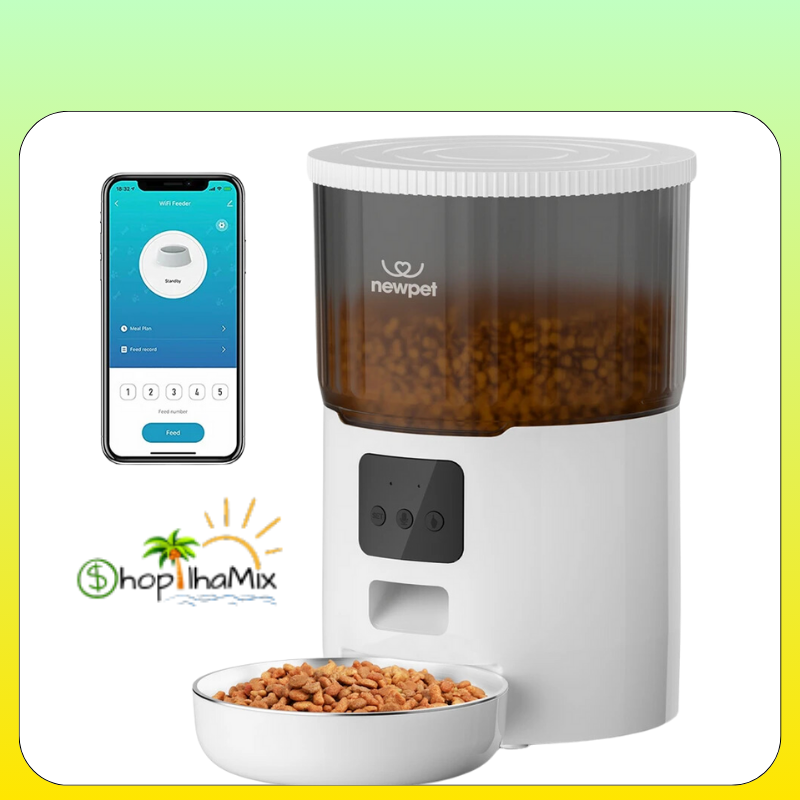 Alimentador automático de 4L para animais de estimação, com microfone e temporizador