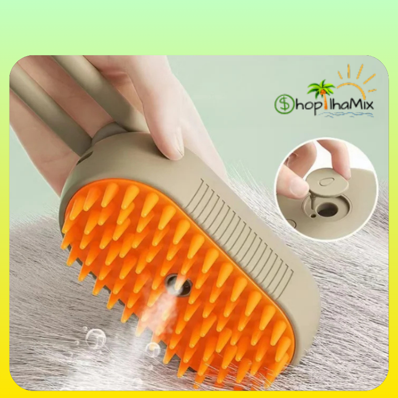 Escova elétrica a vapor para pentear e remover pelos de animais de estimação