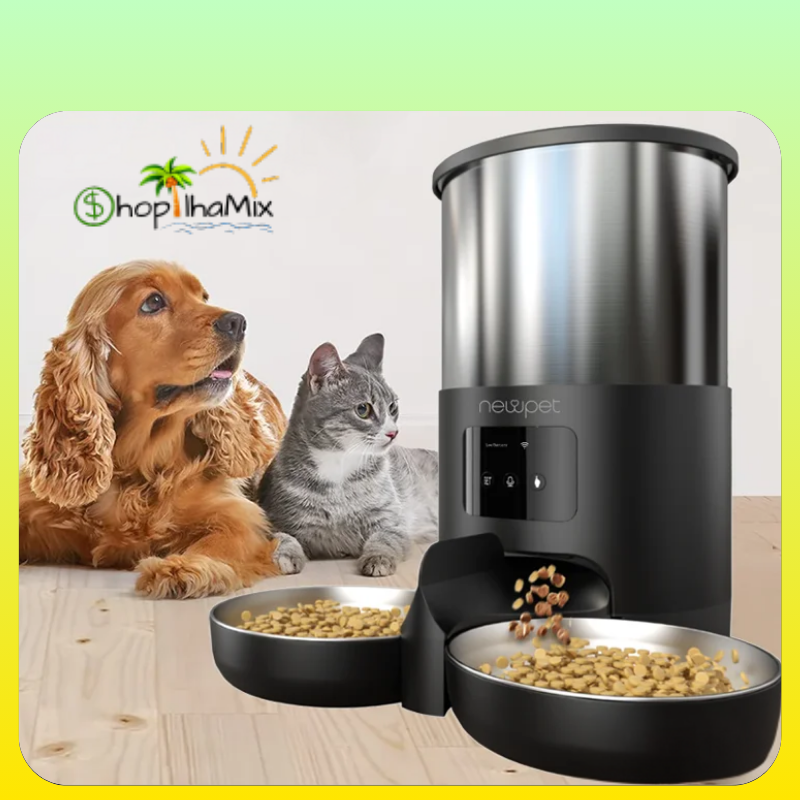 Alimentador automático de 5L para animais de estimação, com microfone e temporizador