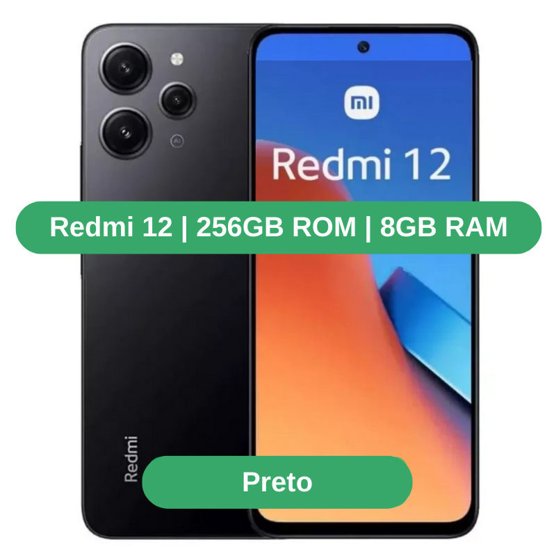 Celular Xiaomi Redmi 12 | 256GB ROM | 8GB RAM | Câmera 18MP
