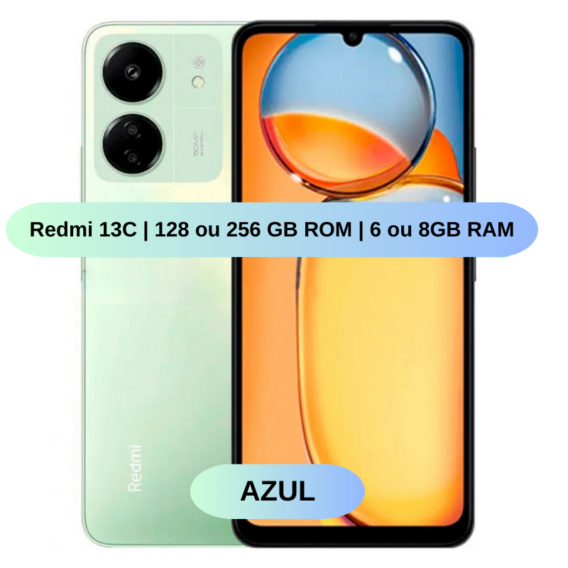 Celular Xiaomi Redmi 13C | 128/256GB ROM | 6/8GB RAM | Câmera 50MP