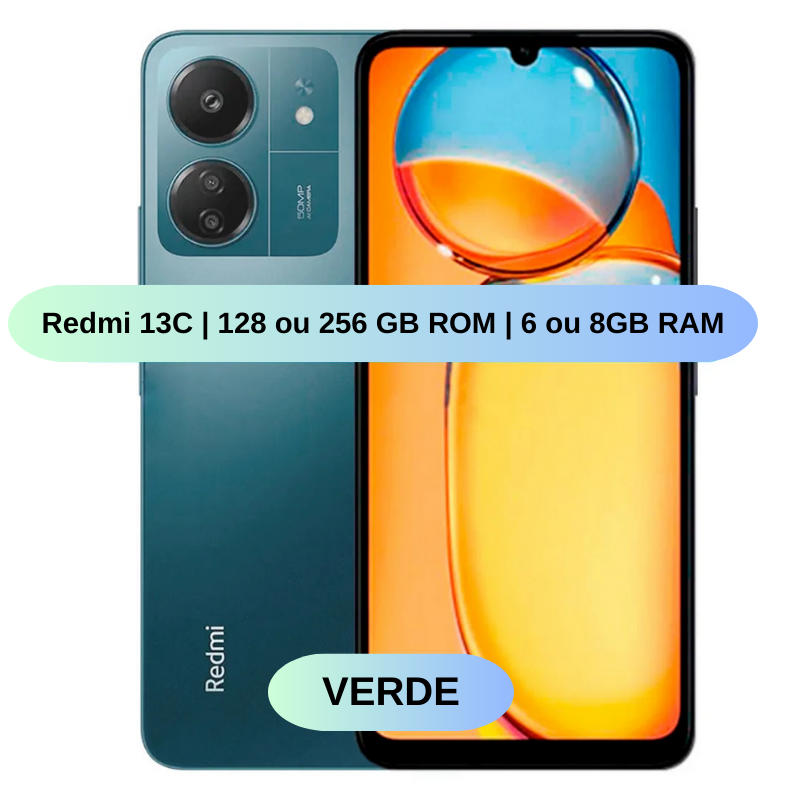 Celular Xiaomi Redmi 13C | 128/256GB ROM | 6/8GB RAM | Câmera 50MP