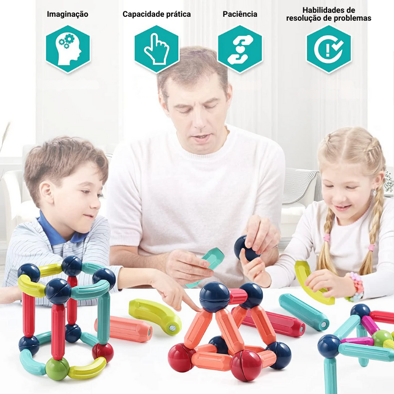 Conjunto de blocos magnéticos de construção - ÚLTIMAS UNIDADES!