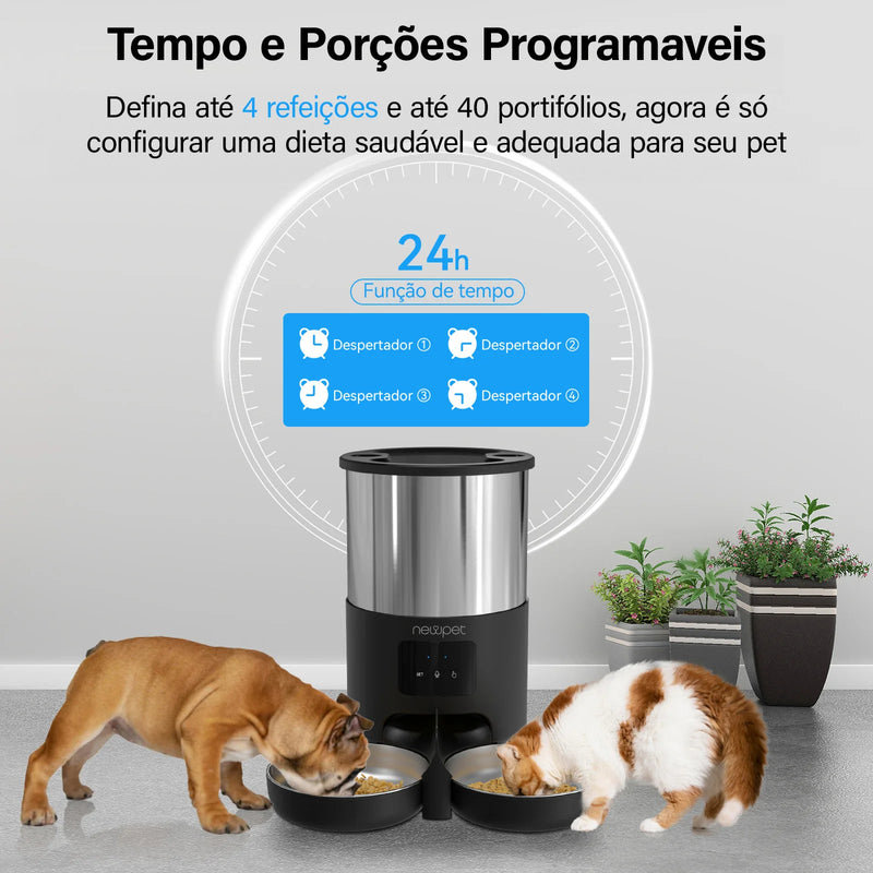 Alimentador automático de 5L para animais de estimação, com microfone e temporizador