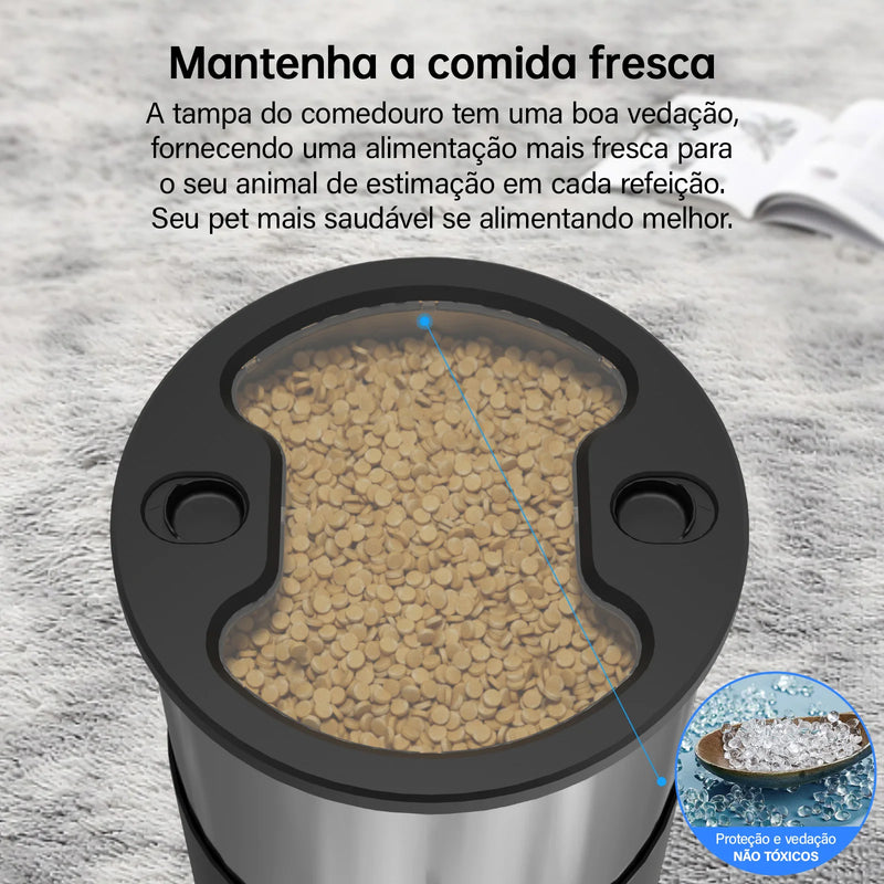 Alimentador automático de 5L para animais de estimação, com microfone e temporizador