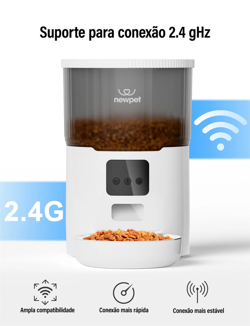 Alimentador automático de 4L para animais de estimação, com microfone e temporizador